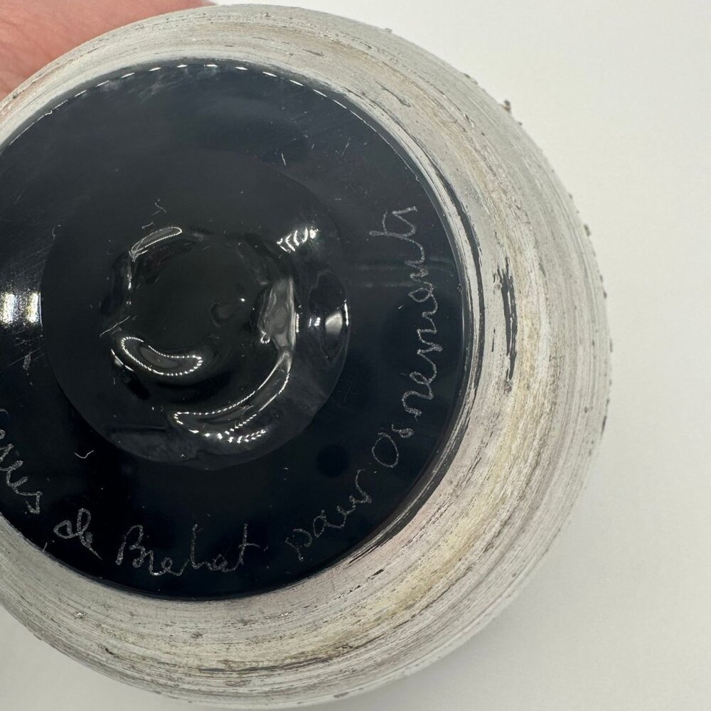 Art Glass Bowl Hand Blown Brehat France Signed Smoke Gray Silver Artsian Made - Picture 8 of 10